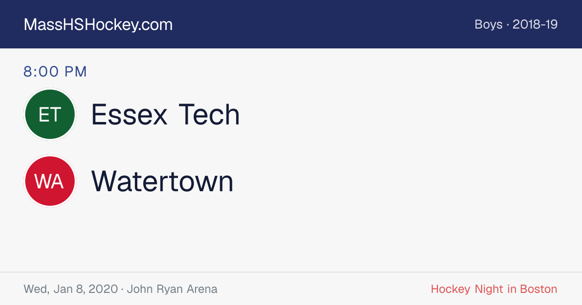 Essex Tech at Watertown score card