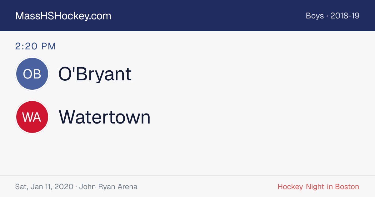 O'Bryant at Watertown score card