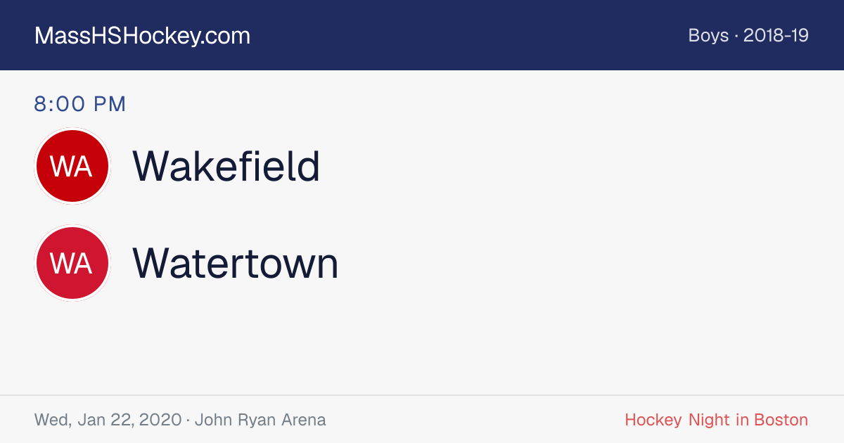 Wakefield at Watertown score card