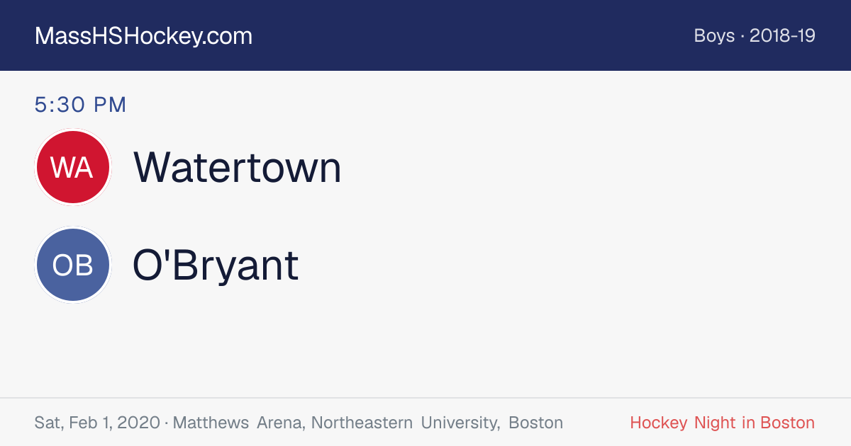 Watertown at O'Bryant score card