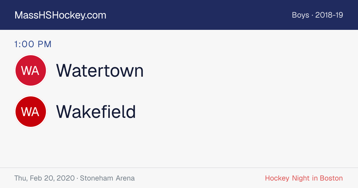 Watertown at Wakefield score card