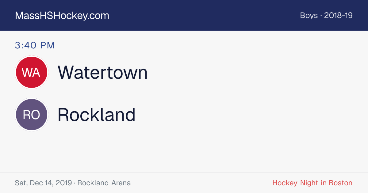 Watertown at Rockland score card