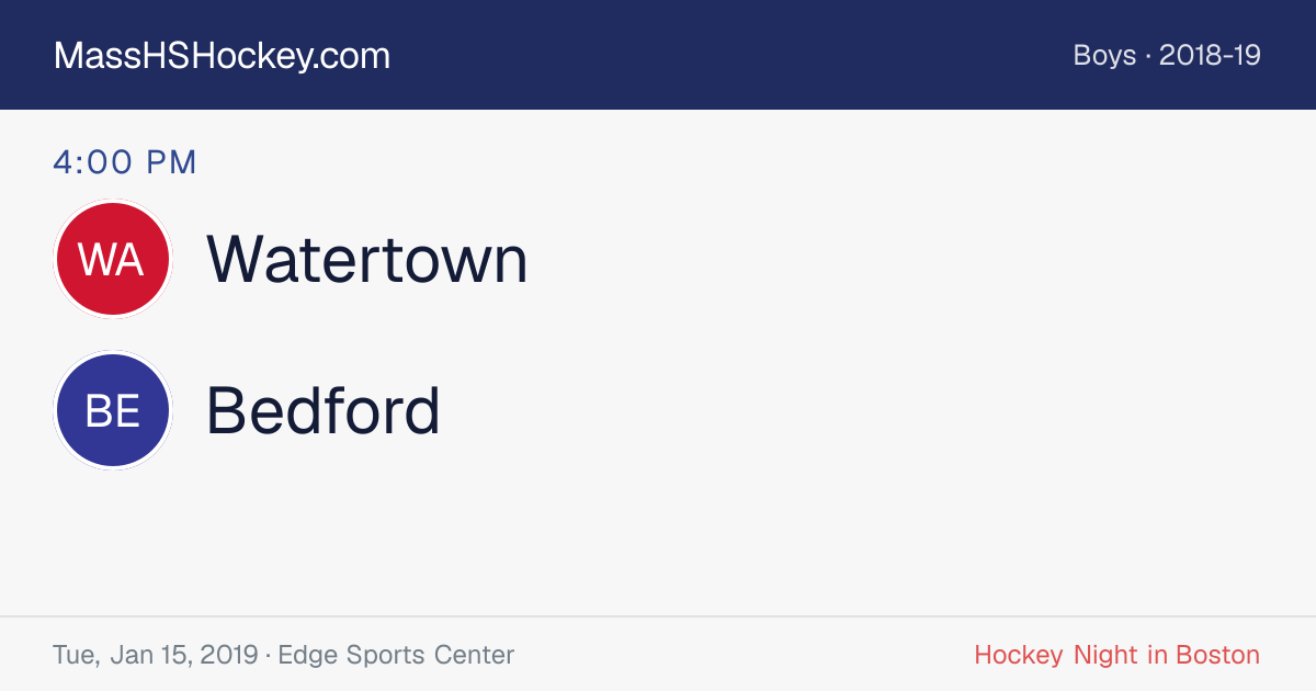 Watertown at Bedford score card