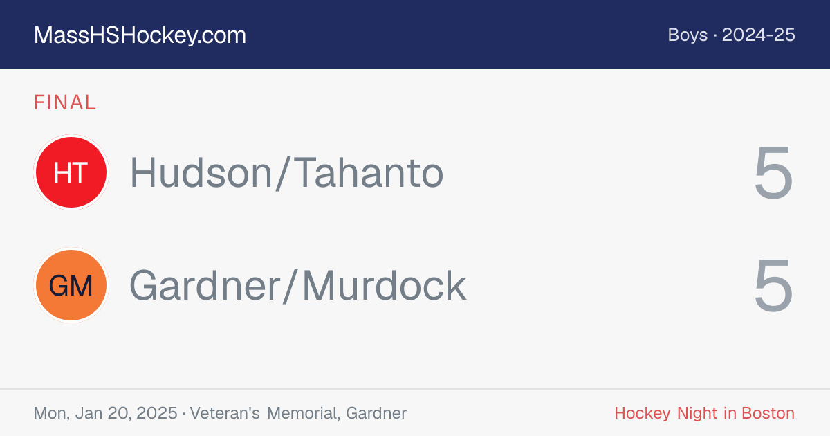Hudson/Tahanto at Gardner/Murdock score card