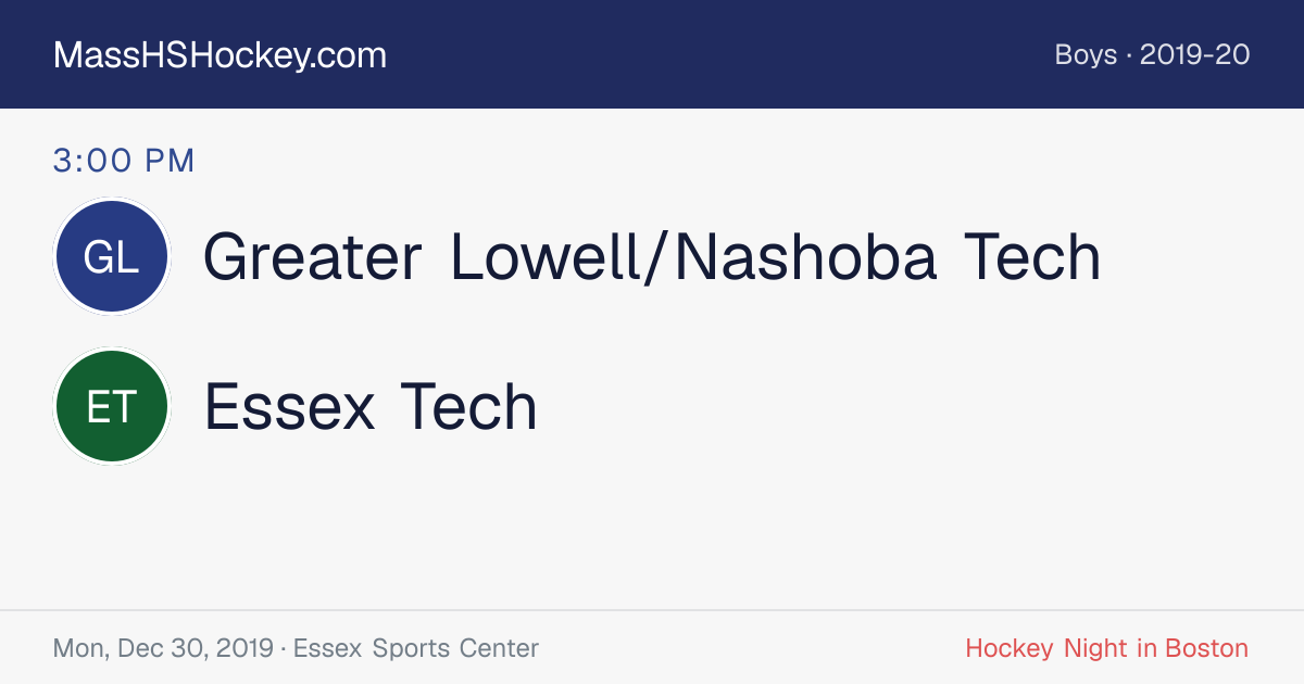 Greater Lowell/Nashoba Tech at Essex Tech score card
