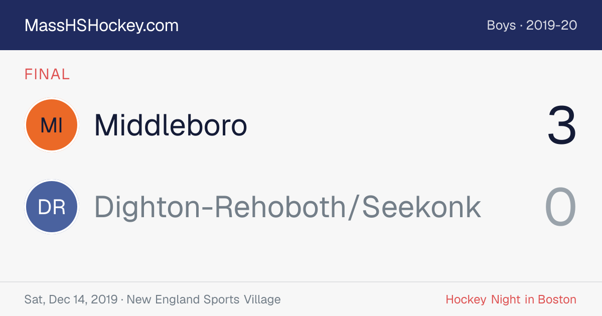 Middleboro at Dighton-Rehoboth/Seekonk score card