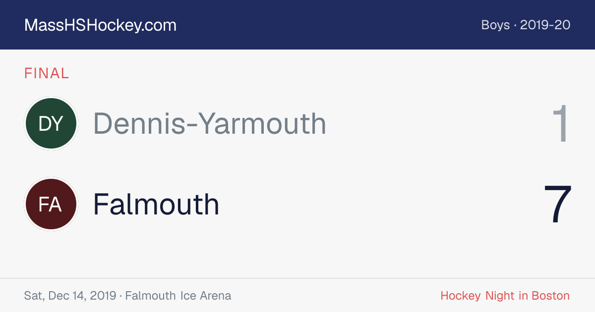 Dennis-Yarmouth at Falmouth score card