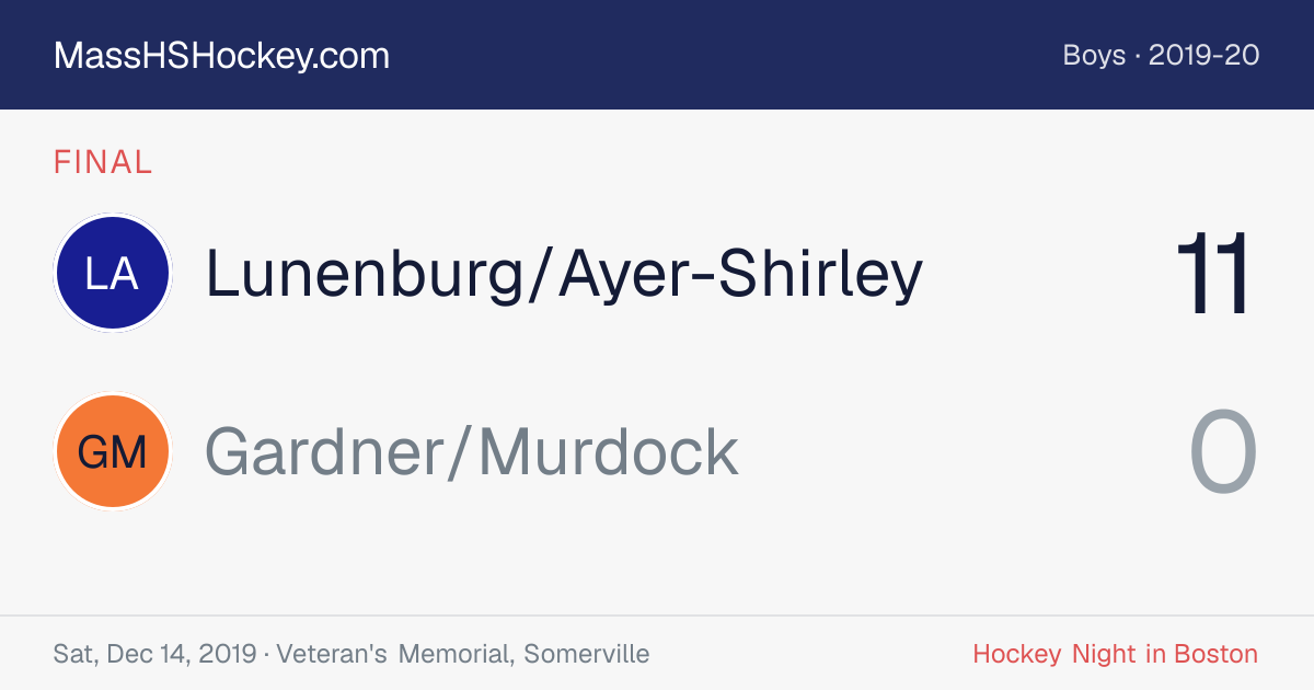 Lunenburg/Ayer-Shirley at Gardner/Murdock score card