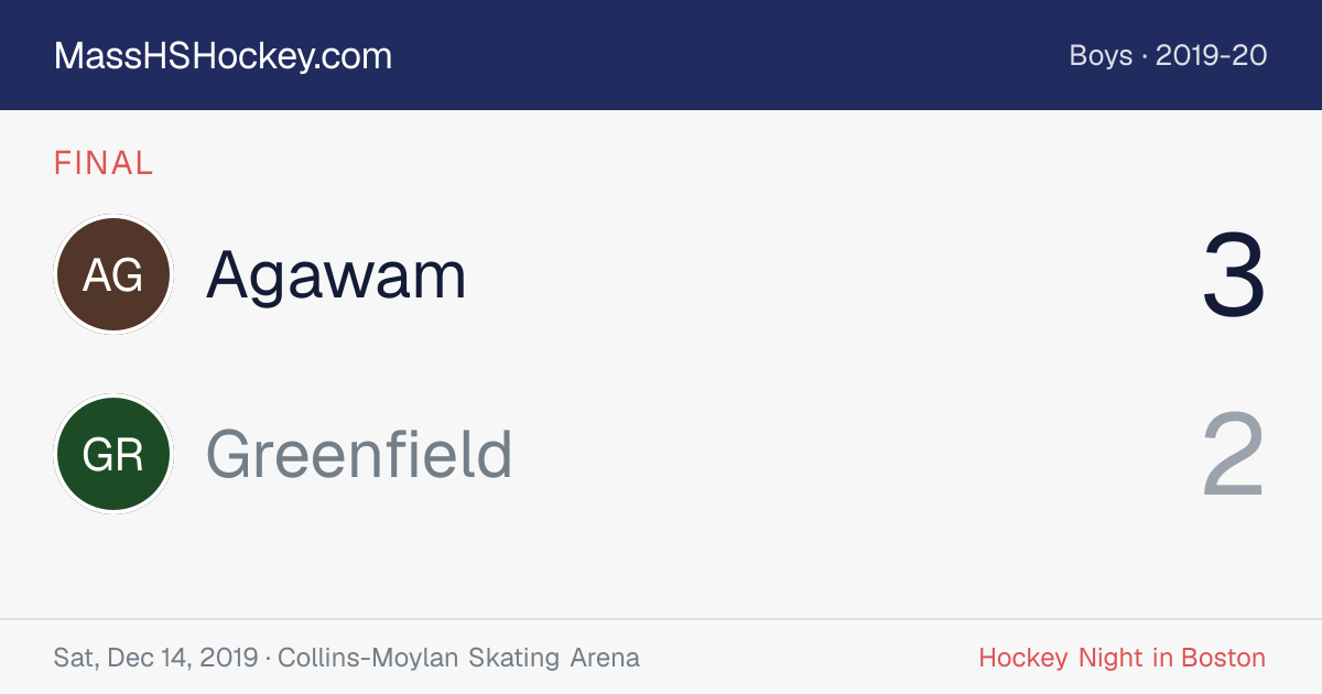 Agawam at Greenfield score card