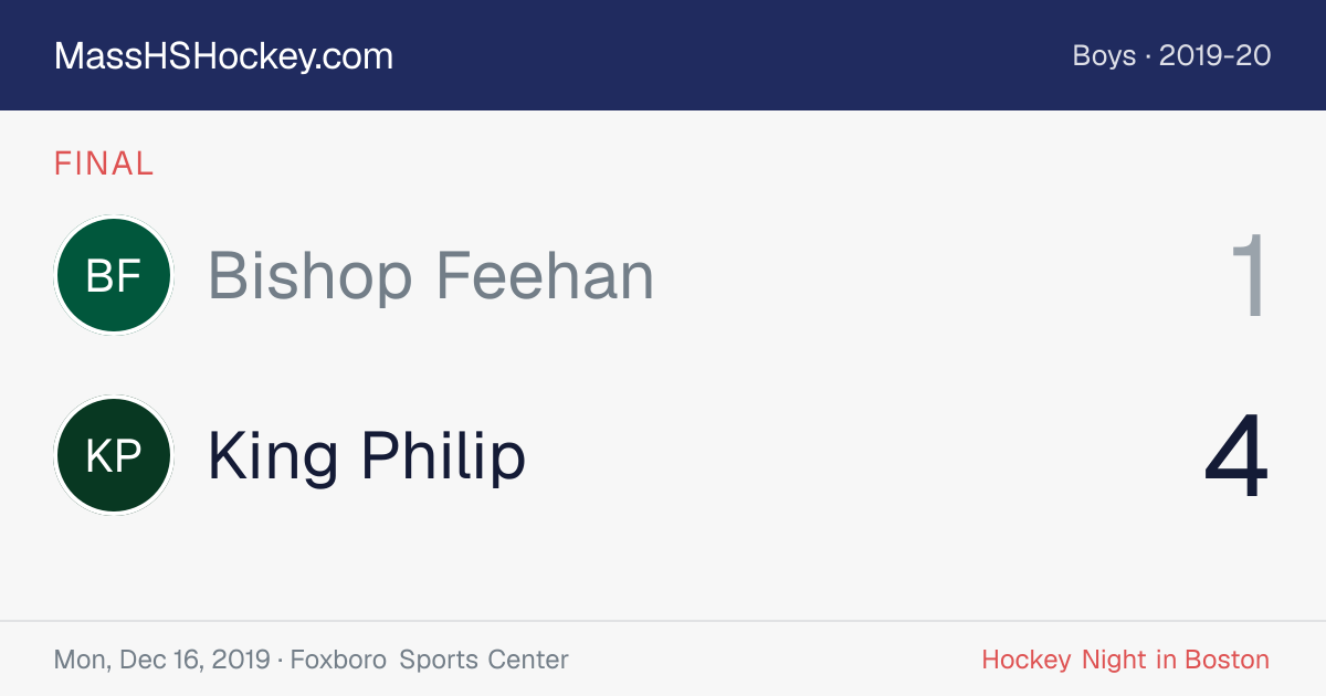 Bishop Feehan at King Philip score card