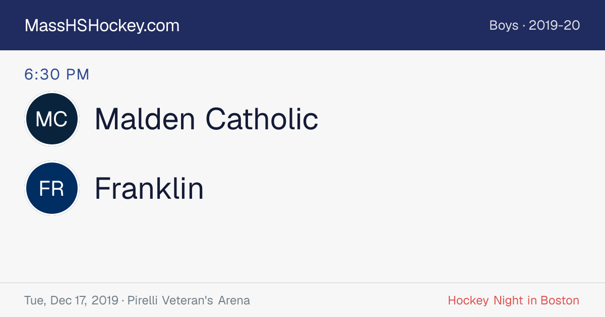 Malden Catholic at Franklin score card