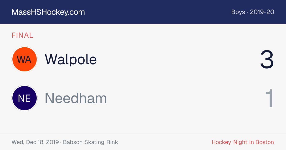 Walpole at Needham score card
