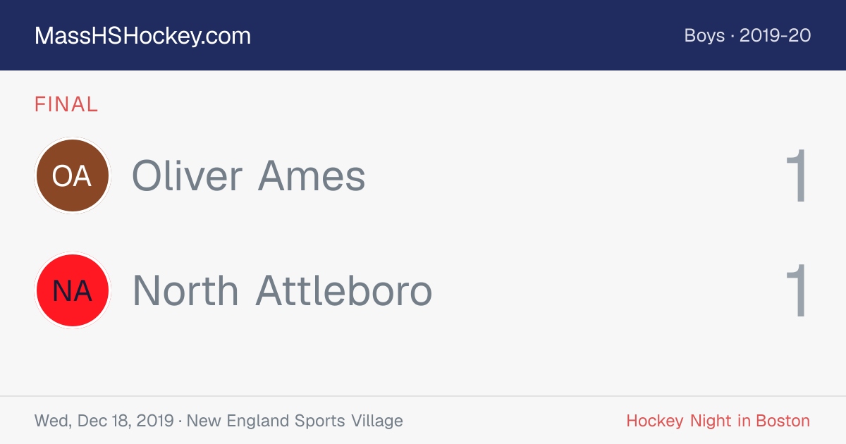 Oliver Ames at North Attleboro score card