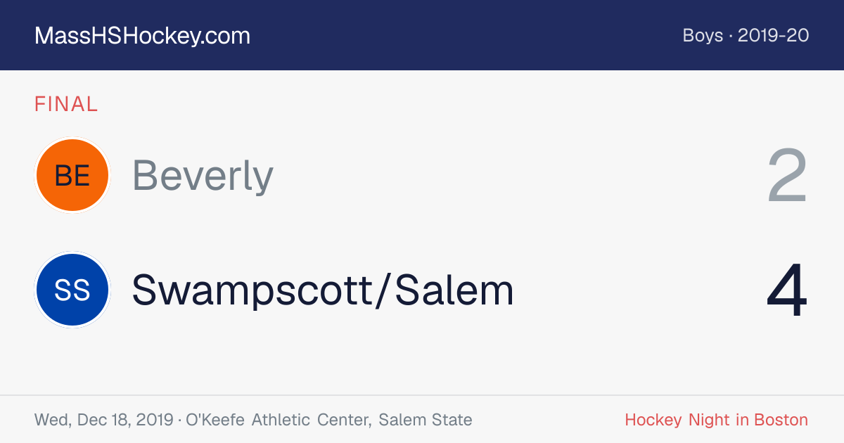 Beverly at Swampscott/Salem score card