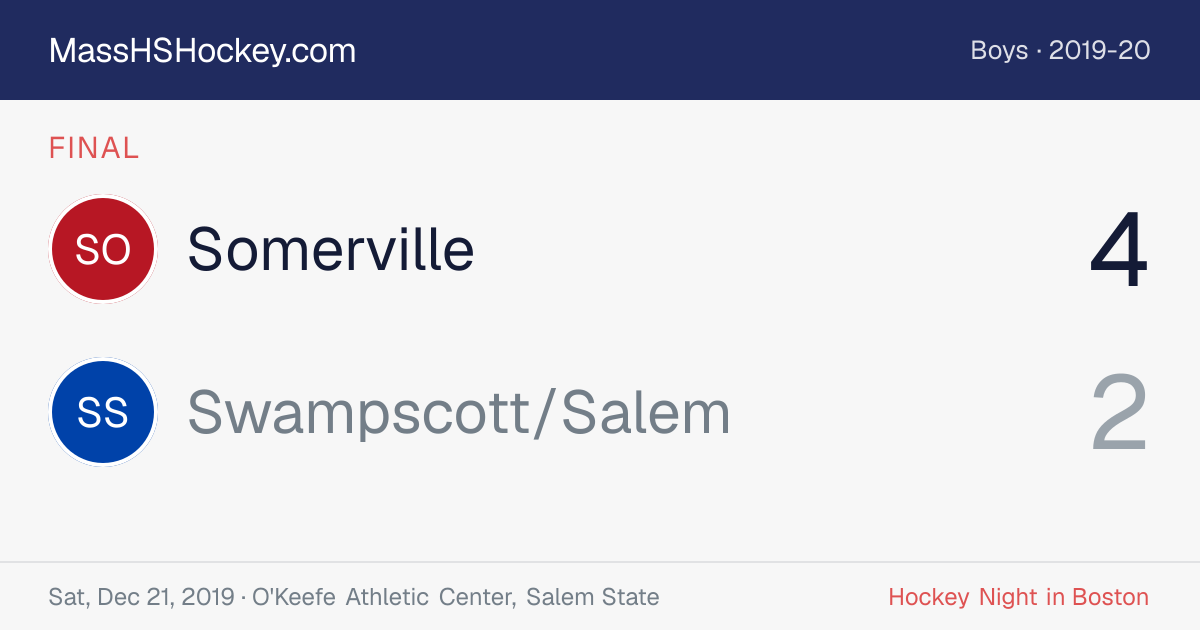 Somerville at Swampscott/Salem score card