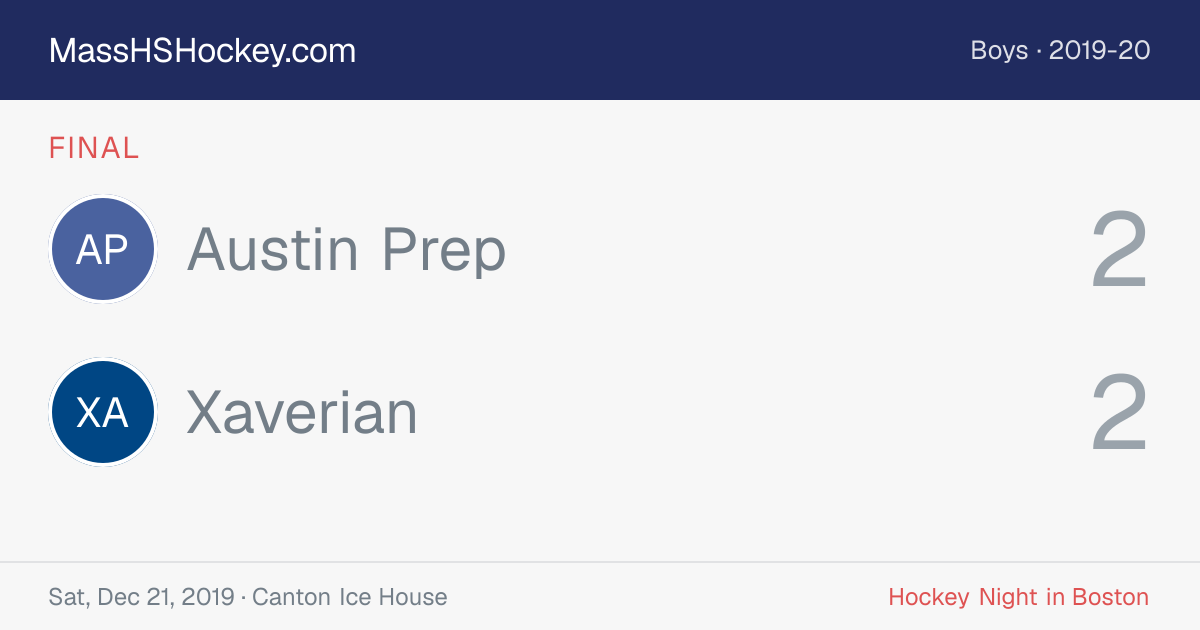 Austin Prep at Xaverian score card