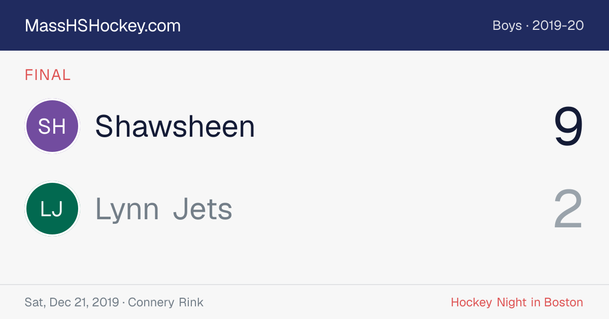 Shawsheen at Lynn Jets score card
