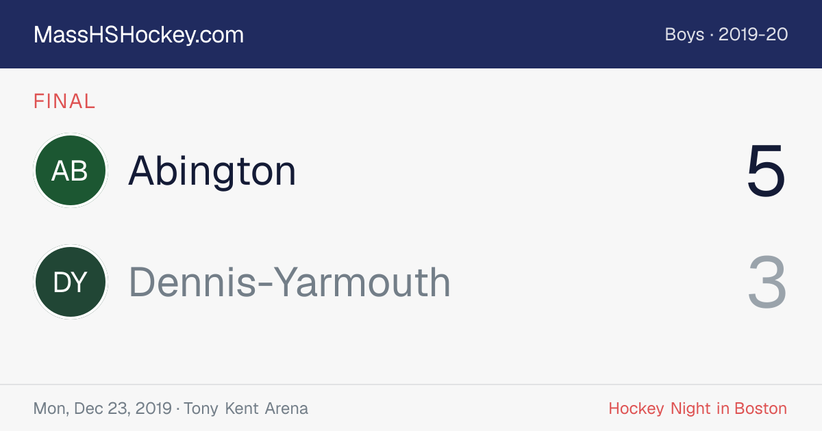 Abington at Dennis-Yarmouth score card