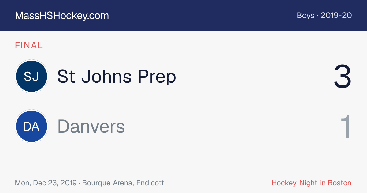 St Johns Prep at Danvers score card