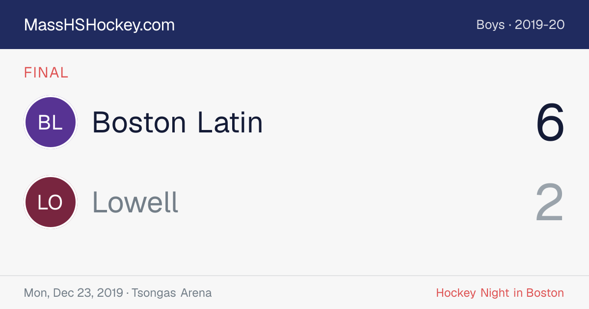 Boston Latin at Lowell score card