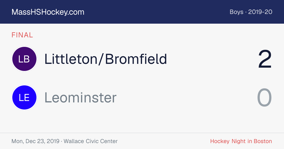 Littleton/Bromfield at Leominster score card