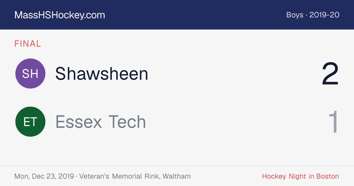 Shawsheen at Essex Tech score card