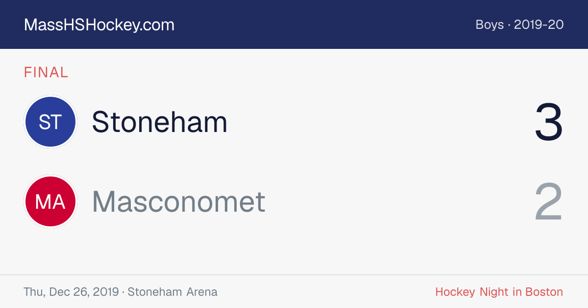 Stoneham at Masconomet score card