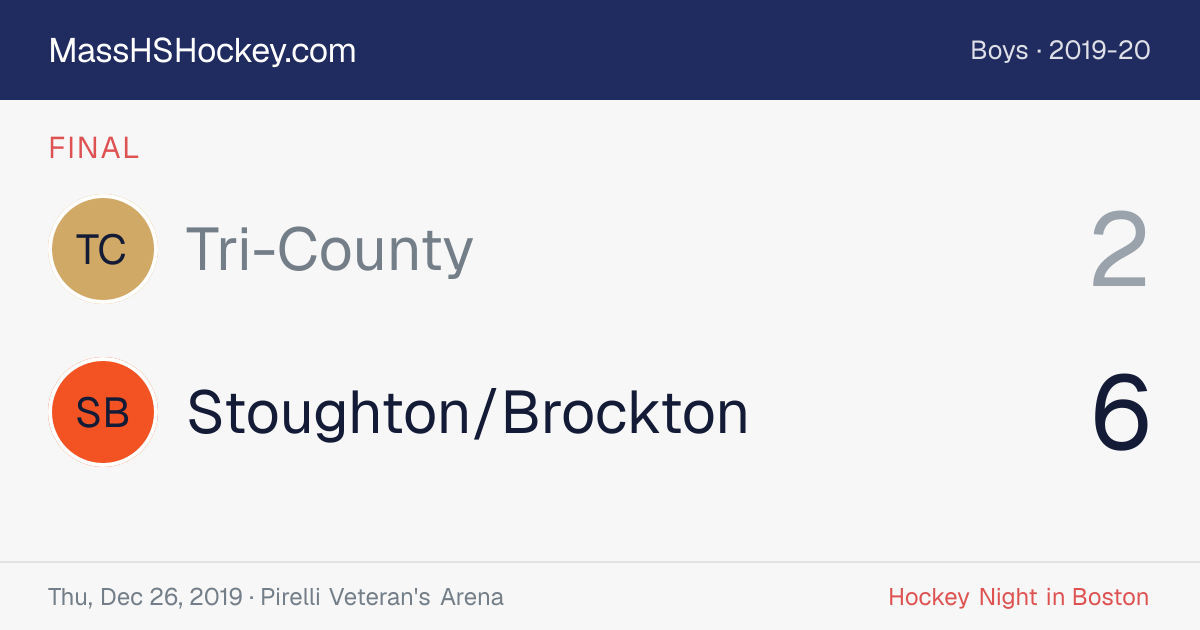 Tri-County at Stoughton/Brockton score card