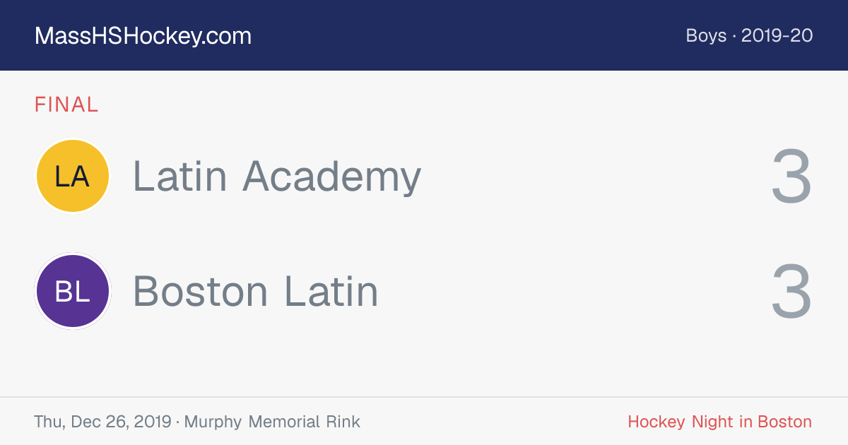 Latin Academy at Boston Latin score card