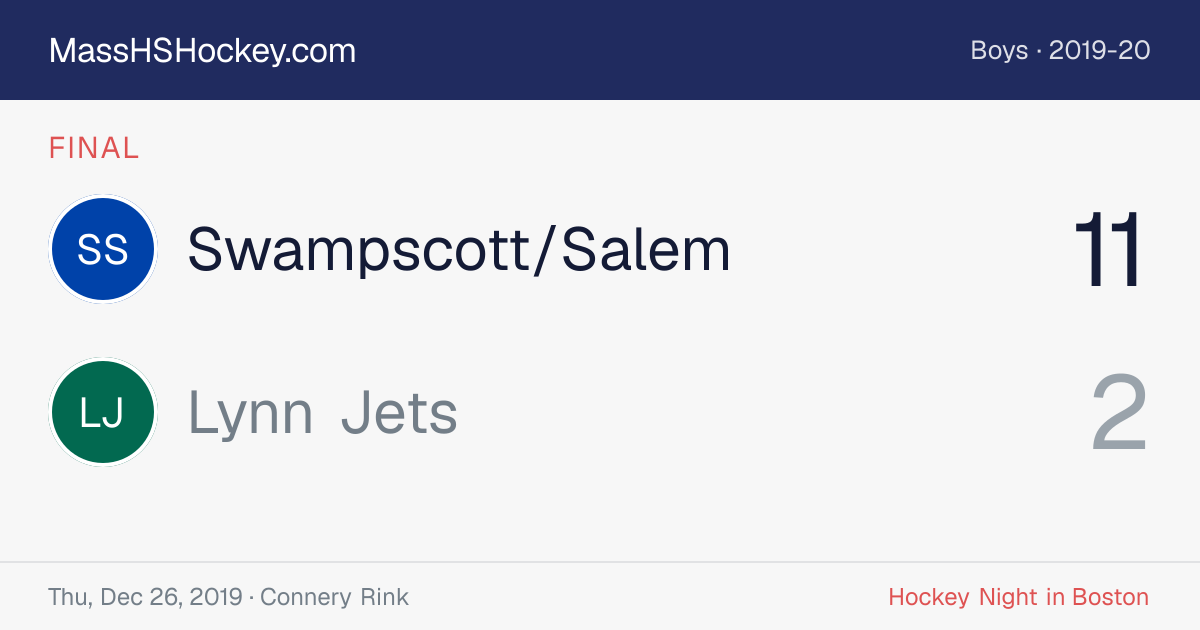 Swampscott/Salem at Lynn Jets score card