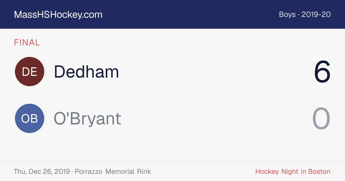 Dedham at O'Bryant score card