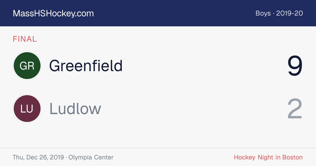 Greenfield at Ludlow score card