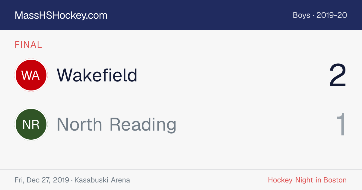 Wakefield at North Reading score card