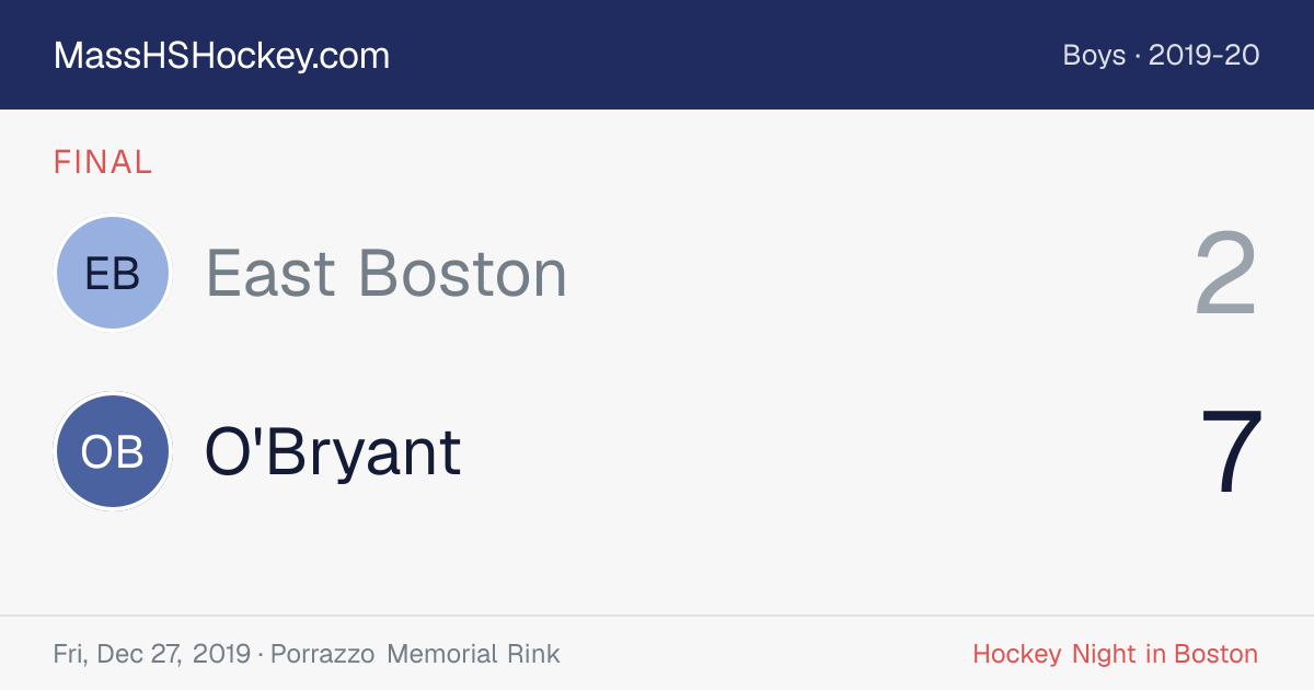 East Boston at O'Bryant score card