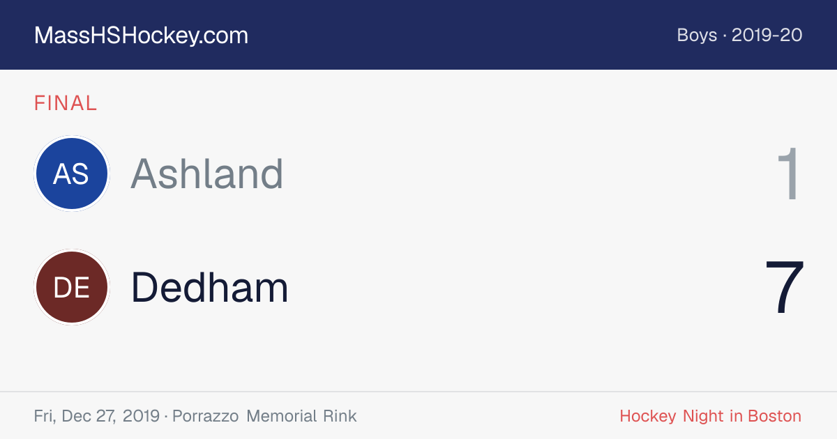 Ashland at Dedham score card