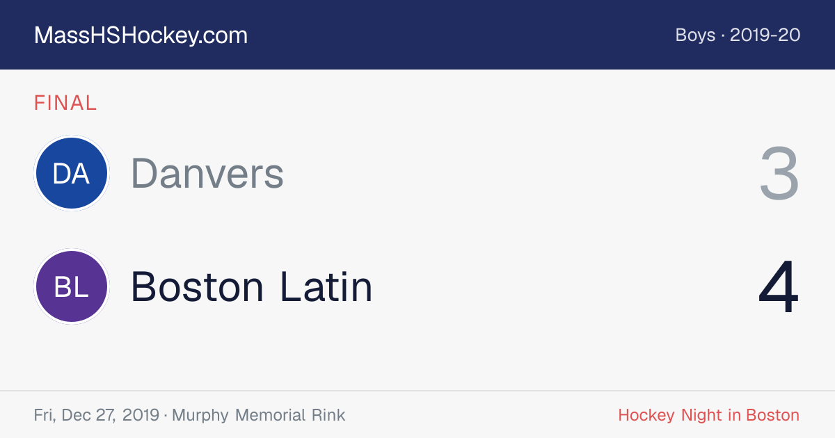 Danvers at Boston Latin score card