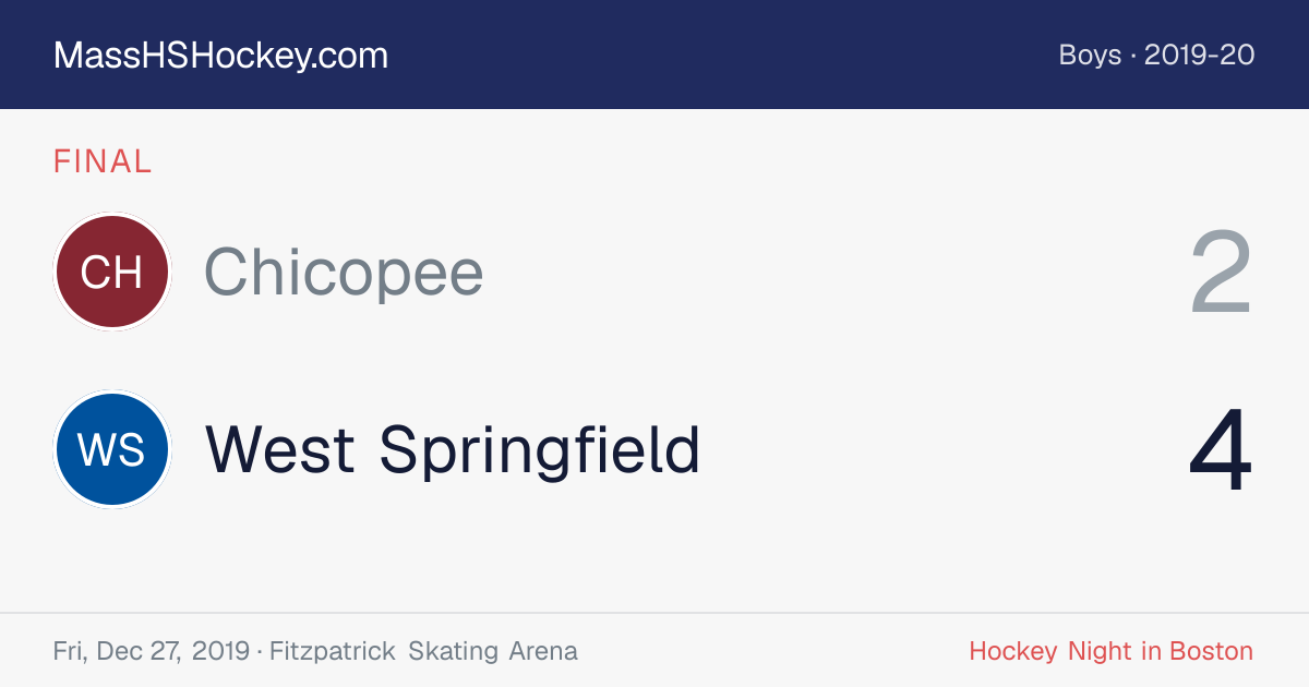 Chicopee at West Springfield score card