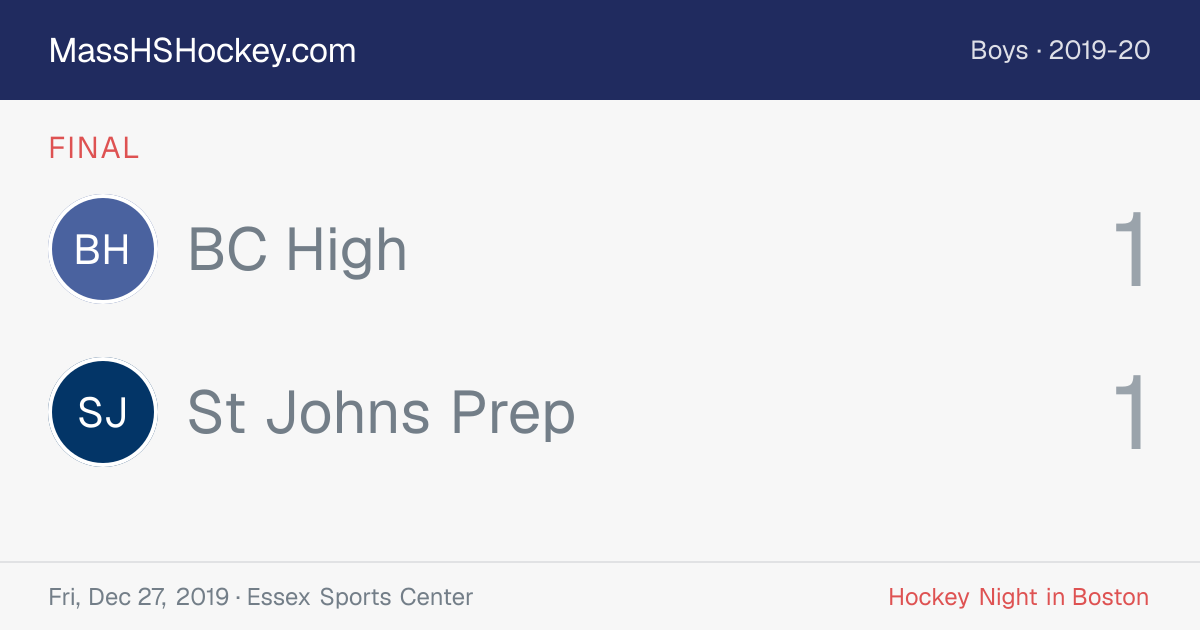 BC High at St Johns Prep score card