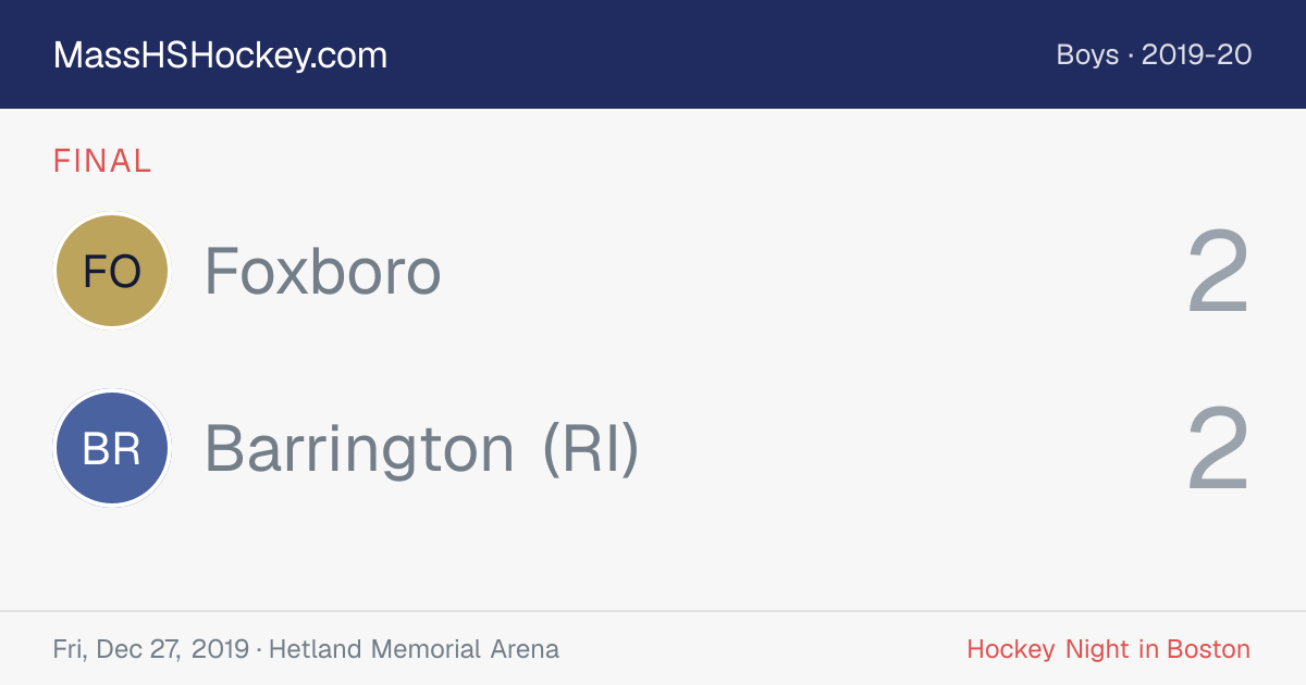 Foxboro at Barrington (RI) score card