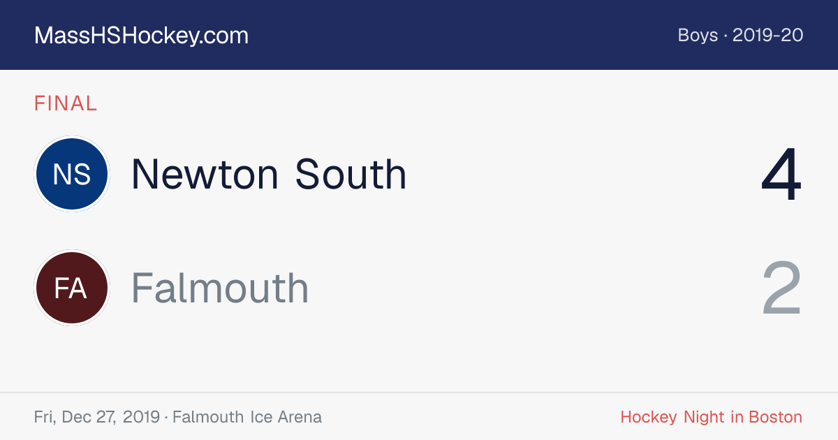 Newton South at Falmouth score card