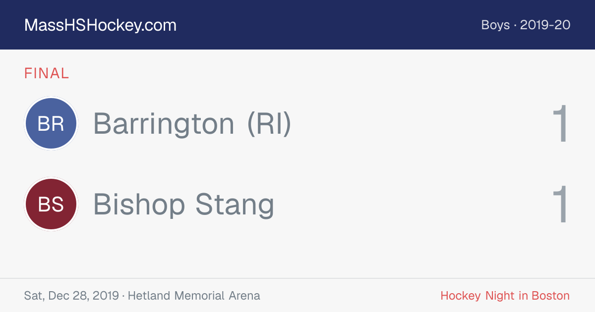 Barrington (RI) at Bishop Stang score card