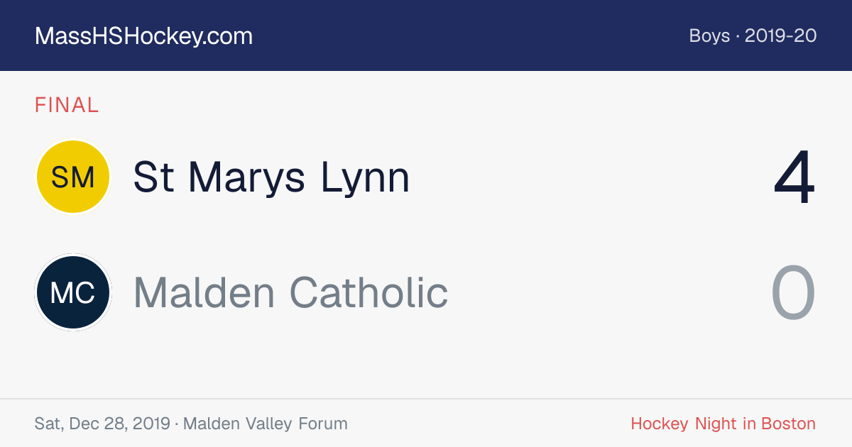 St Marys Lynn at Malden Catholic score card