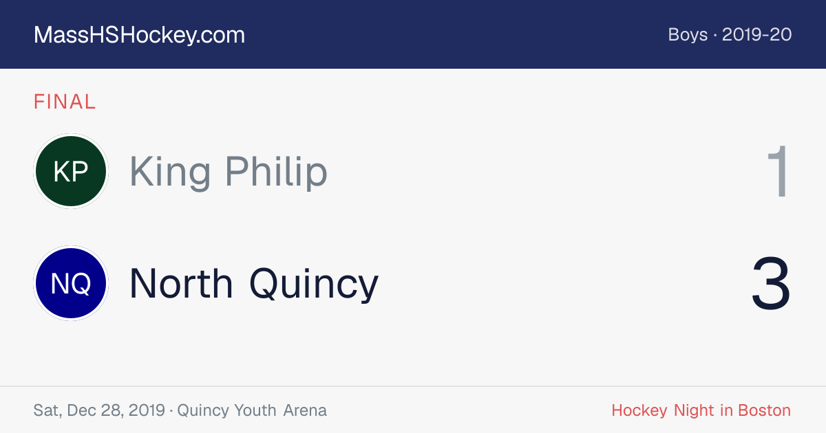 King Philip at North Quincy score card