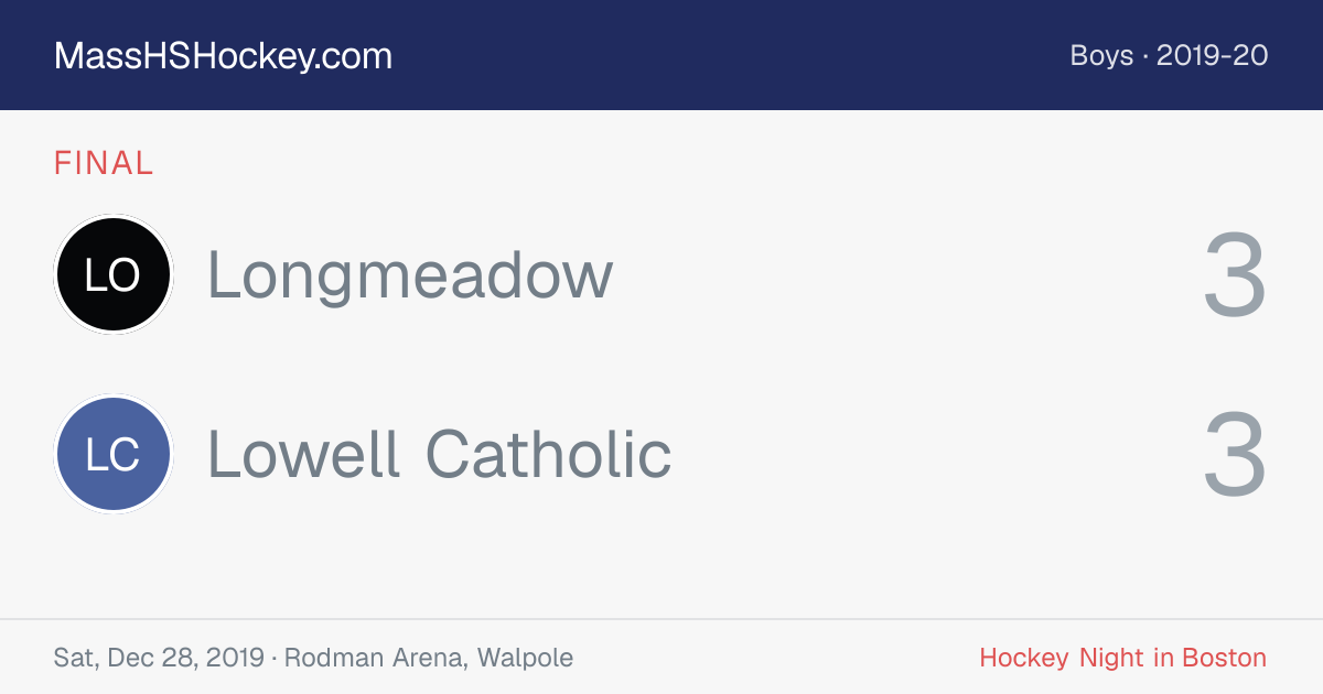 Longmeadow at Lowell Catholic score card