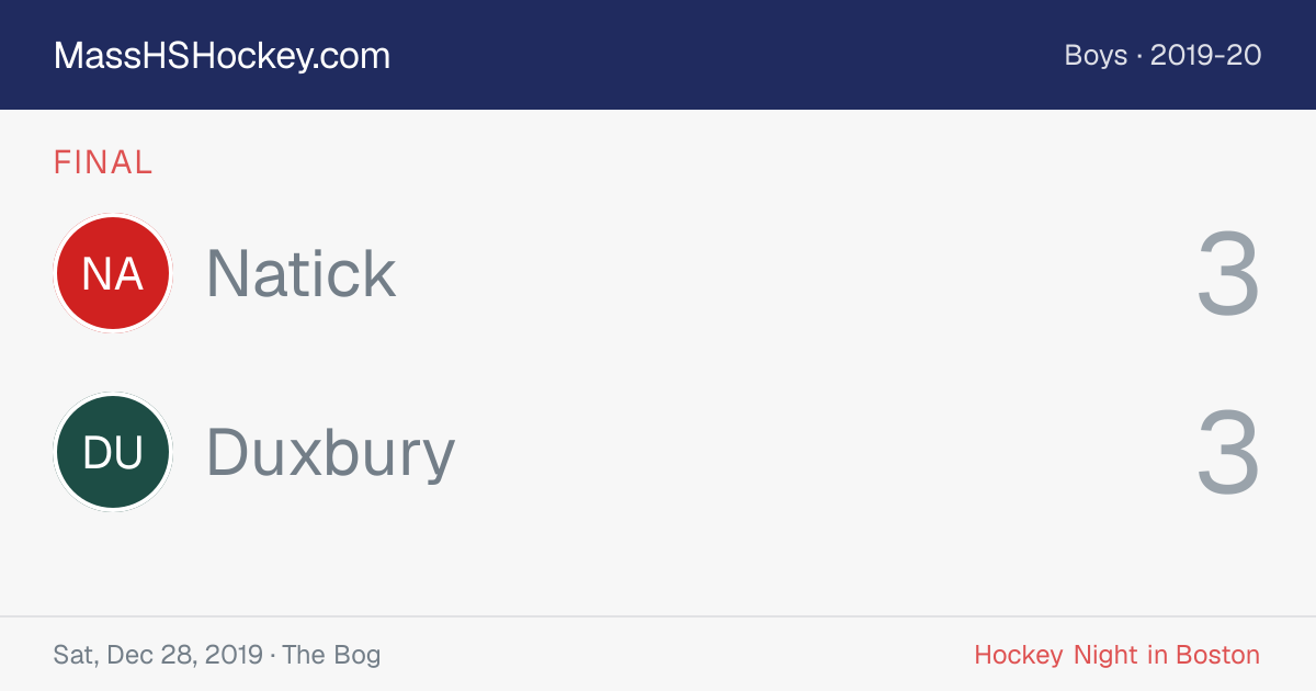 Natick at Duxbury score card