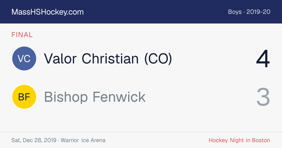 Valor Christian (CO) at Bishop Fenwick score card