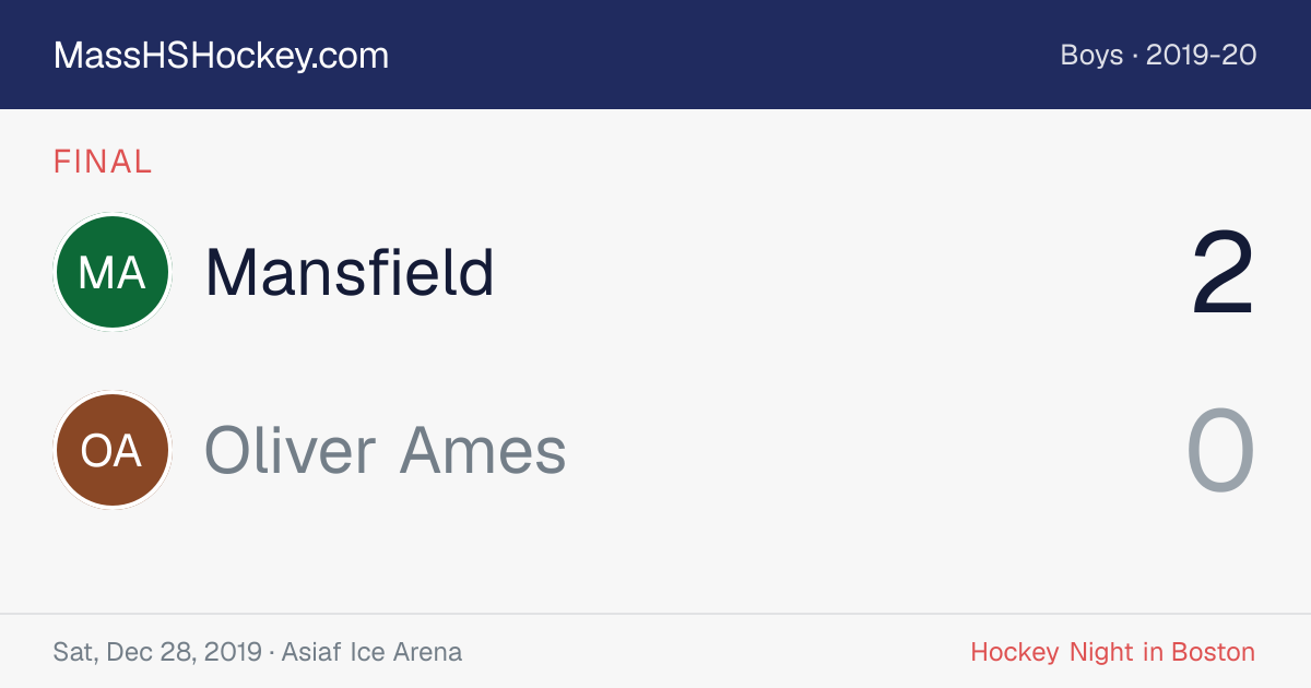 Mansfield at Oliver Ames score card