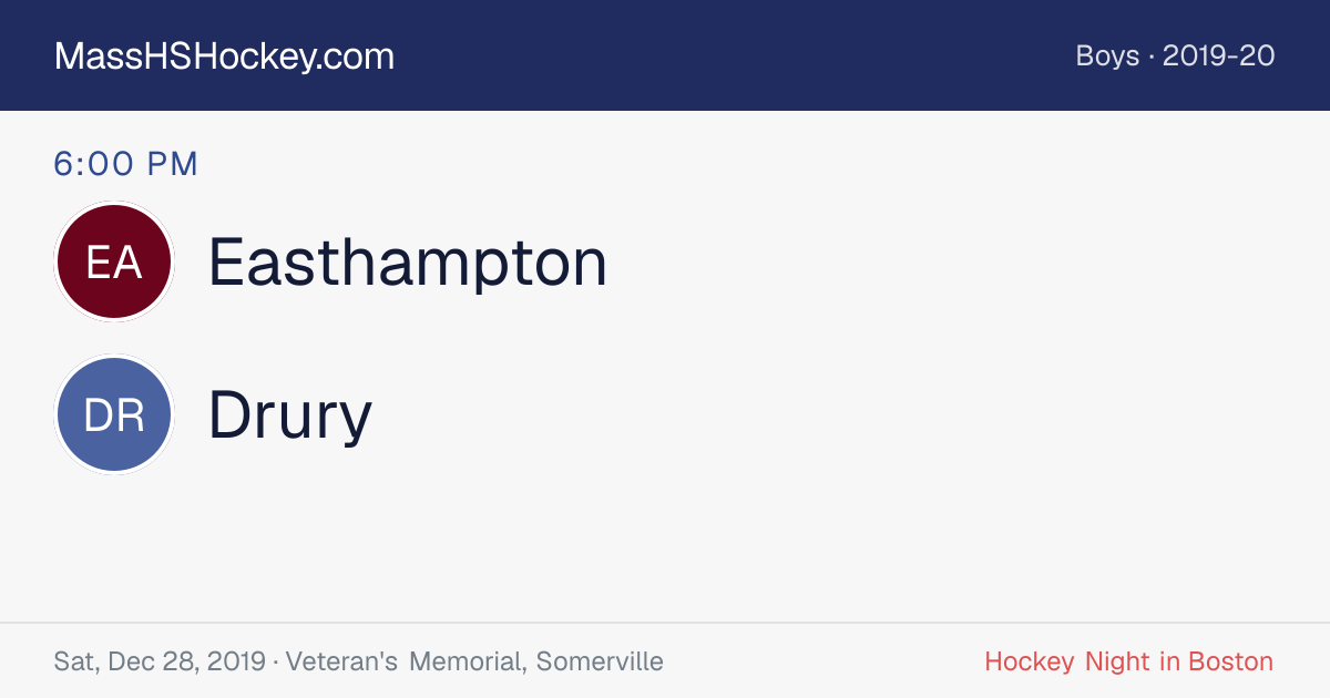 Easthampton at Drury score card
