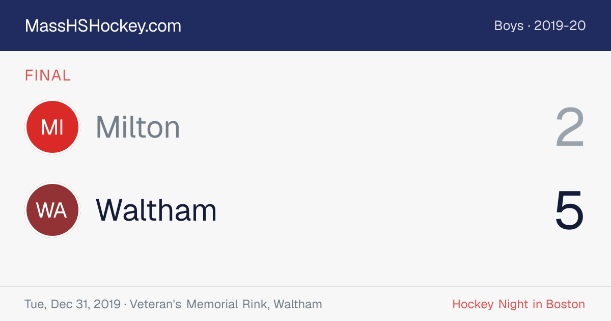 Milton at Waltham score card
