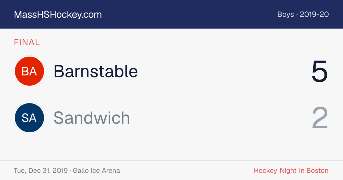Barnstable at Sandwich score card